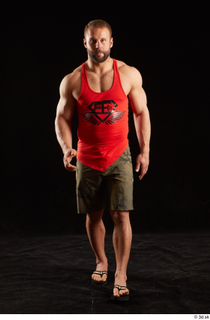 Dave  1 camo shorts dressed front view red tank…